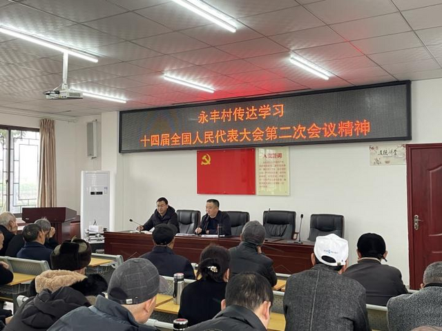 李雪平在村上开展全国两会精神宣讲。