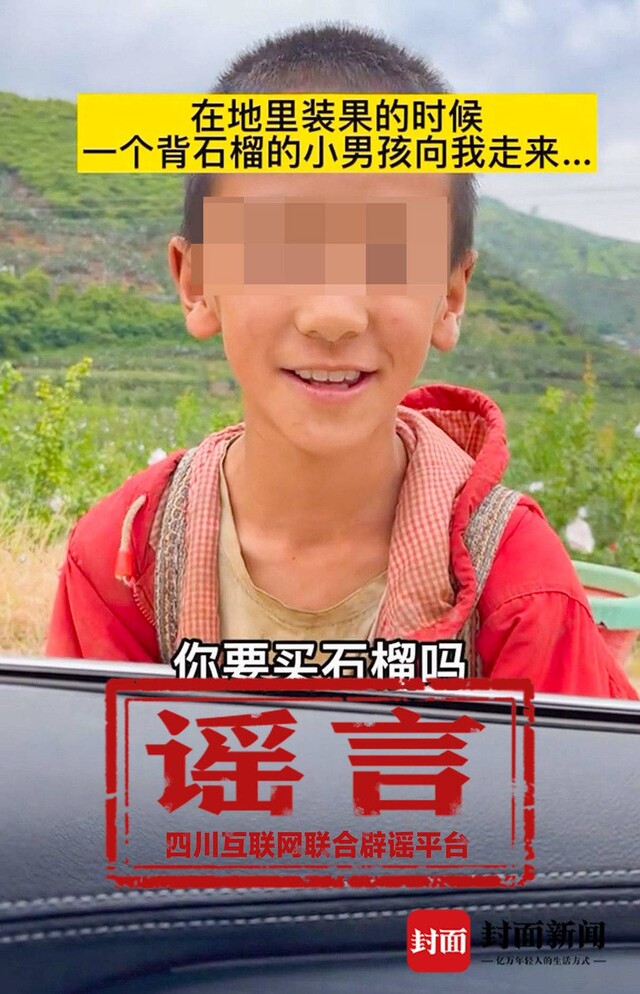 2023年，网络上广泛传播的“9岁娃卖石榴”，被证实为虚假摆拍视频